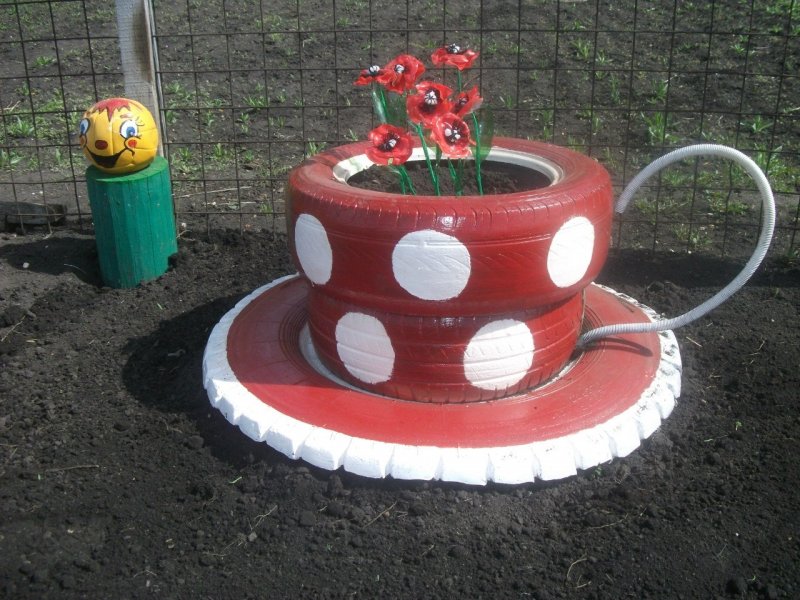 Кружки из колес для сада