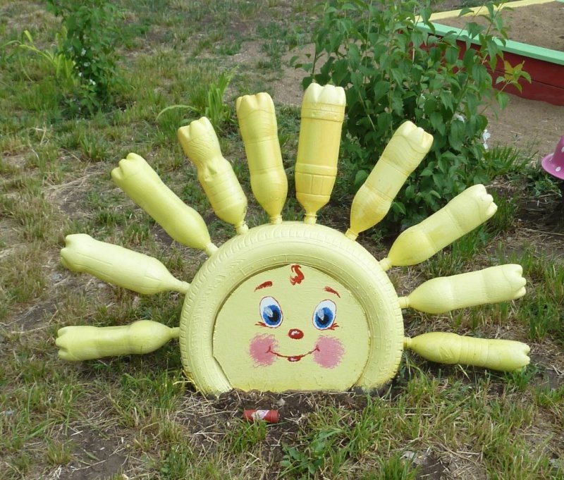 Солнце поделка для сада