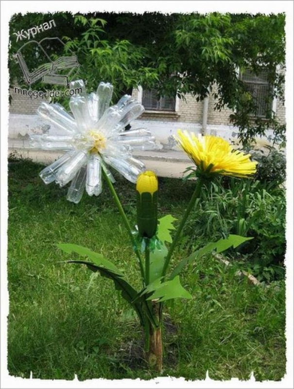 Одуванчик из пластиковых бутылок