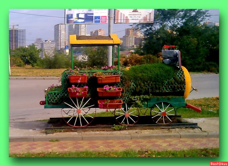Паровоз из цветов