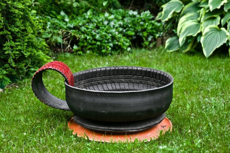Кружки из колес для сада