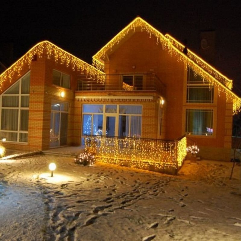 Гирлянда уличная "бахрома" 5м*0,4/0,6м,led-180, нить прозрачная,желтый