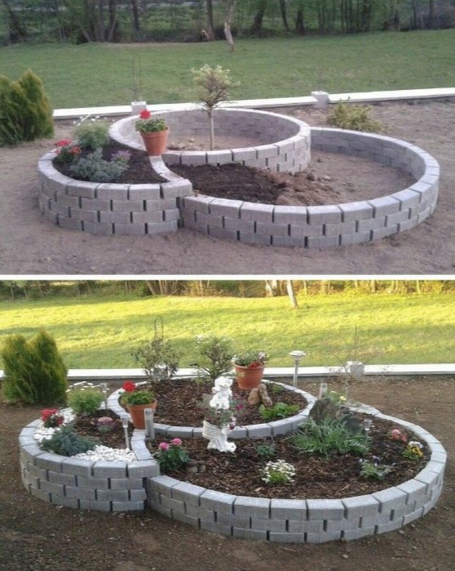 Многоярусная клумба из кирпича