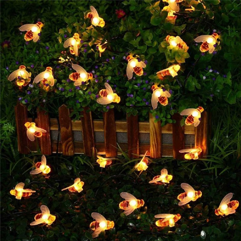 Skyrin Honey Bee led String Fairy Solar Powered Light 20led 30led 50led Bee Outdoor Garden Fence Patio Christmas Garland Lights