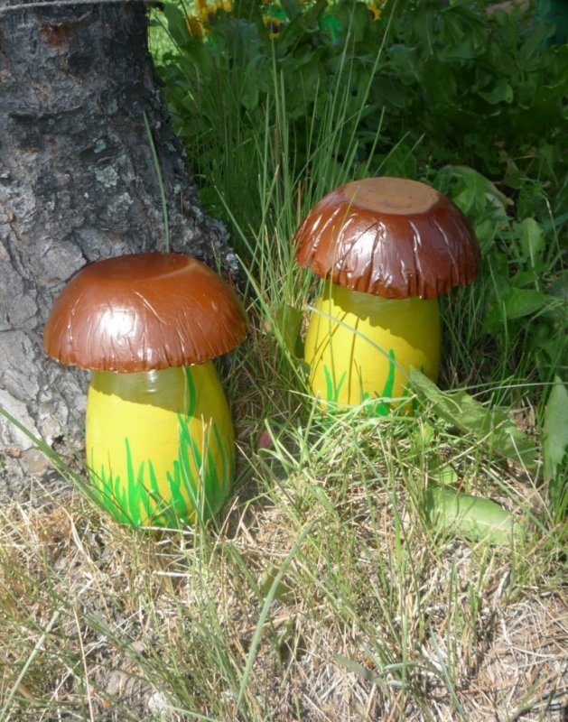 Грибы из гипса для сада своими