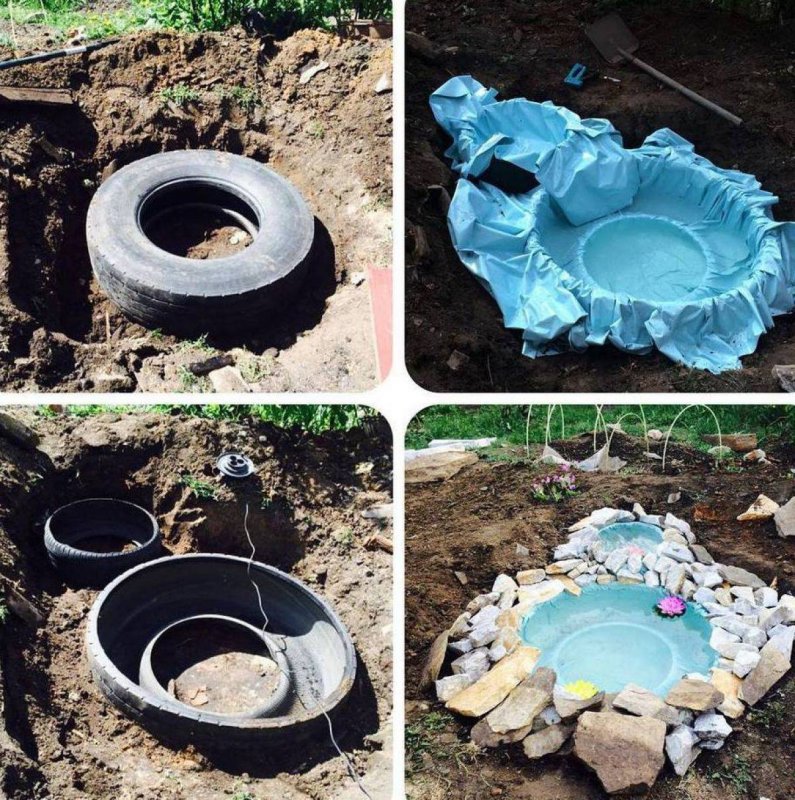 Декоративный бассейн из покрышки