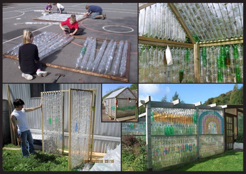 Парник из пластиковых бутылок на даче