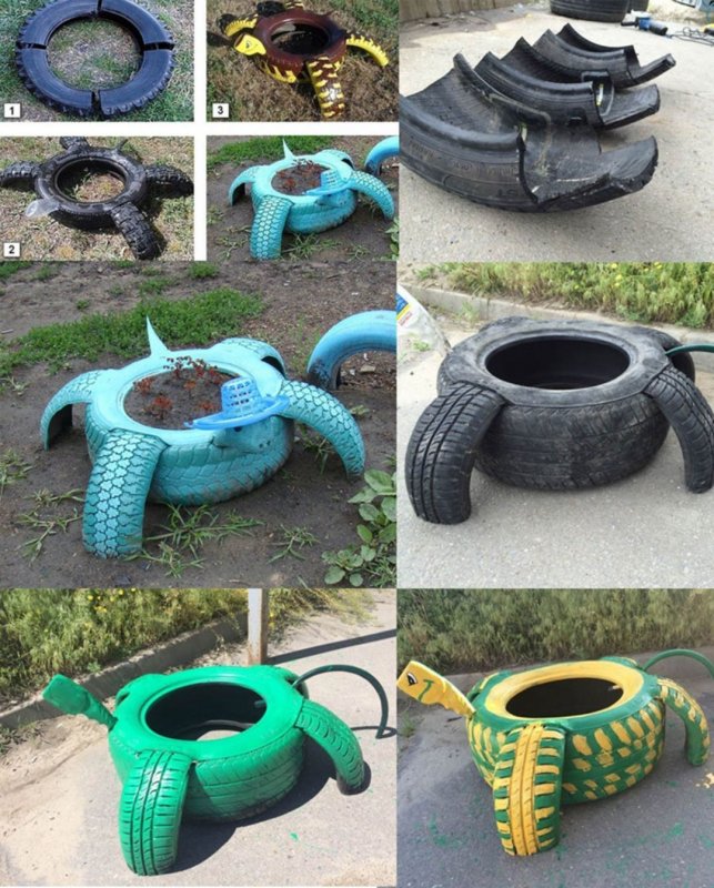 Клумбы из покрышек
