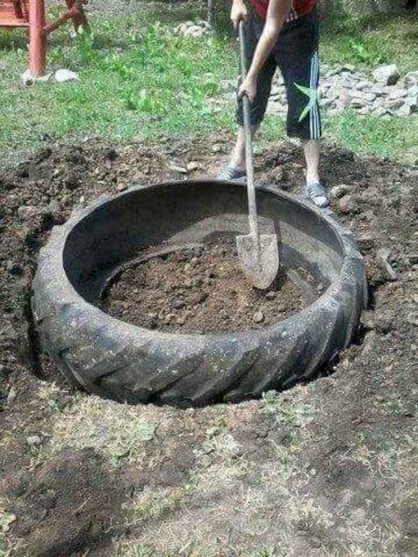 Мини прудик из покрышки