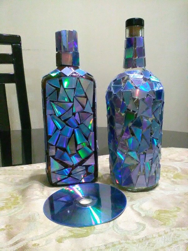 Бутылка декоративная стеклянная