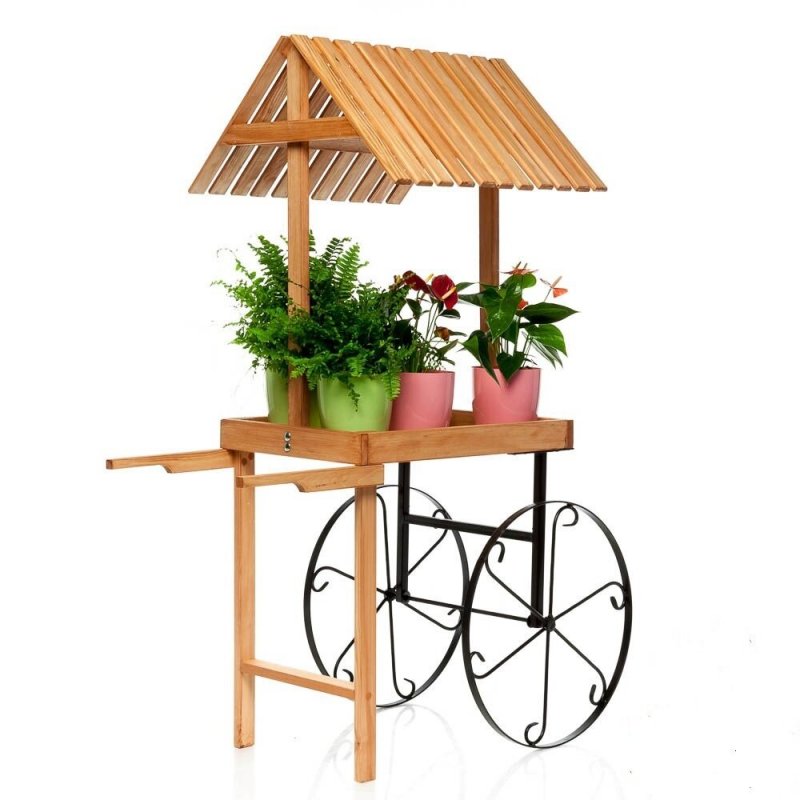 Телега для сада деревянная средняя ka0639, 295х86х98 см