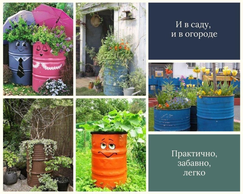Клумба из 200 литровой бочки