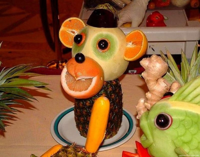 Чебурашка из овощей и фруктов