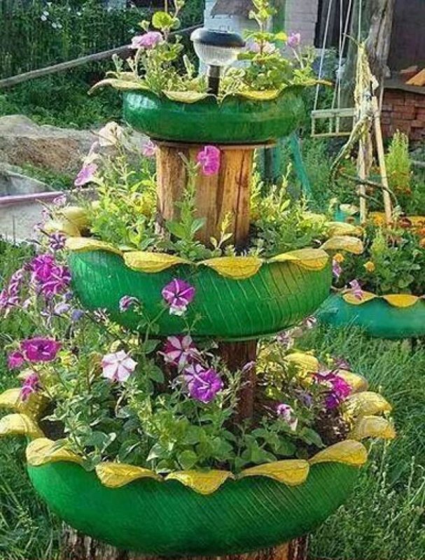 Красивые клумбы из шин