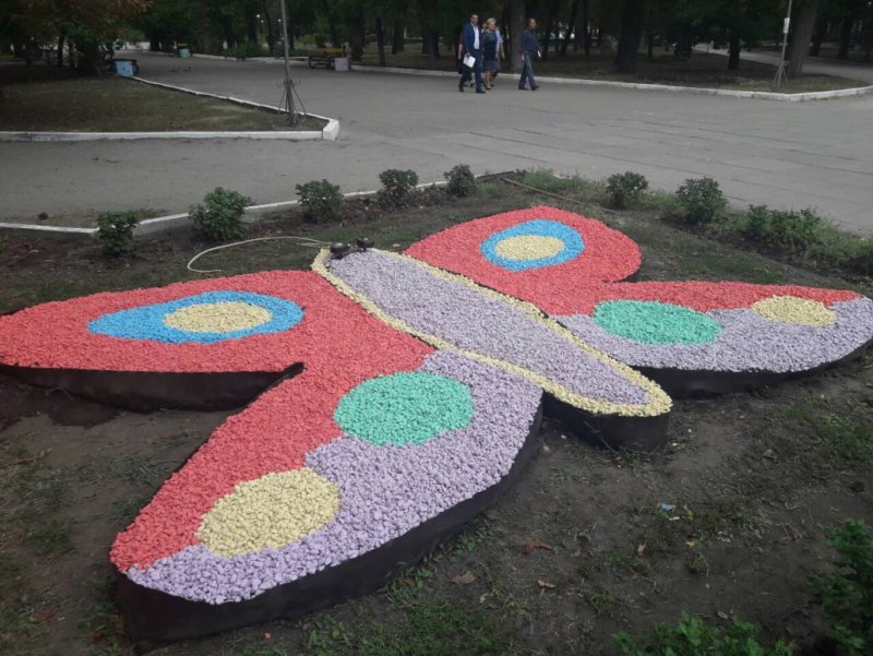 Клумба с бабочкой в Украине