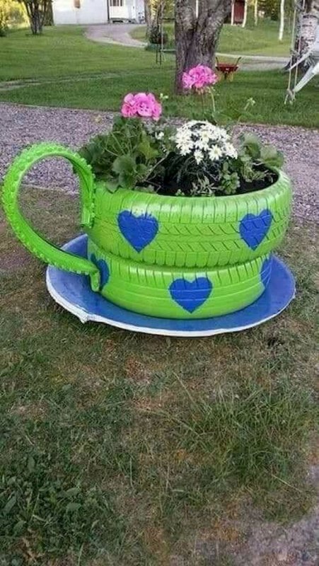 Красивые клумбы из покрышек