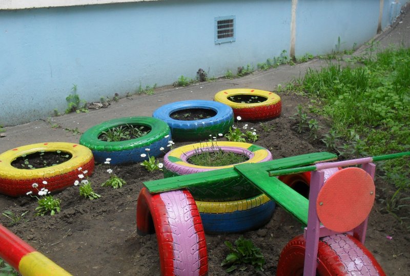 Клумбы на детской площадке