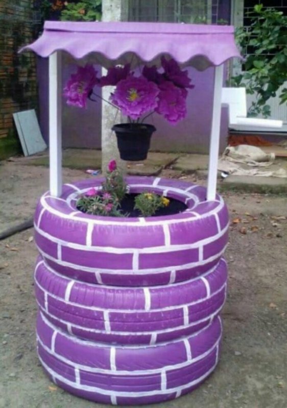 Клумбы из покрышек