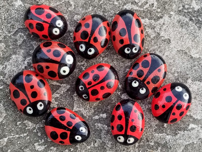 Божья коровка из гальки