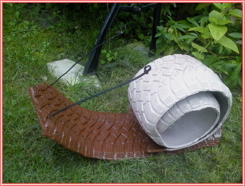 Фигурки для сада из шин