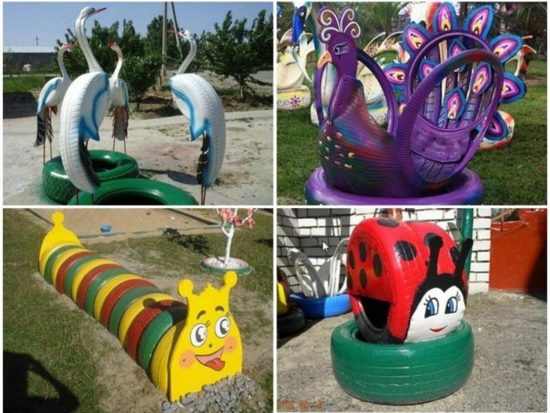 Гусеница из шин для сада