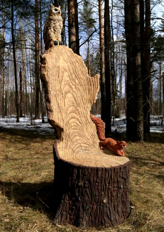 Деревянные фигуры для сада