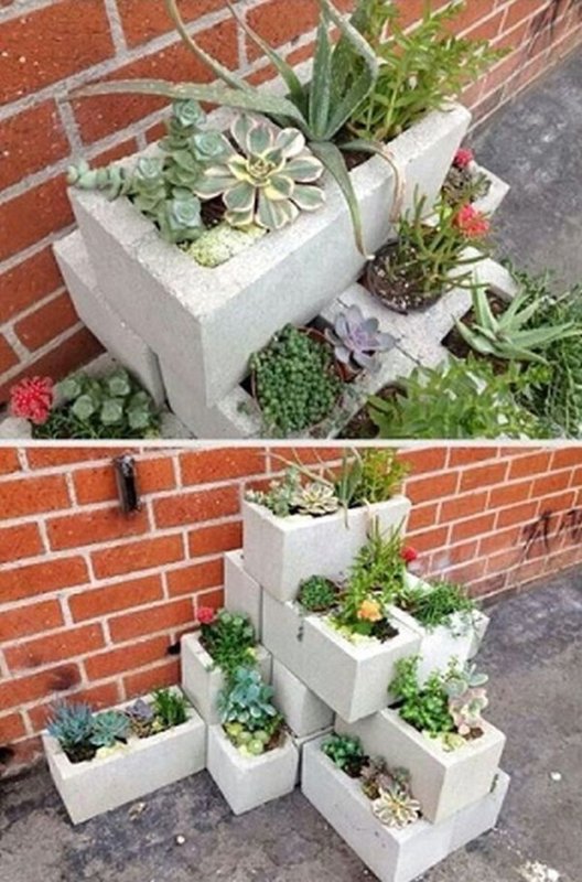Цветочные клумбы из шлакоблока