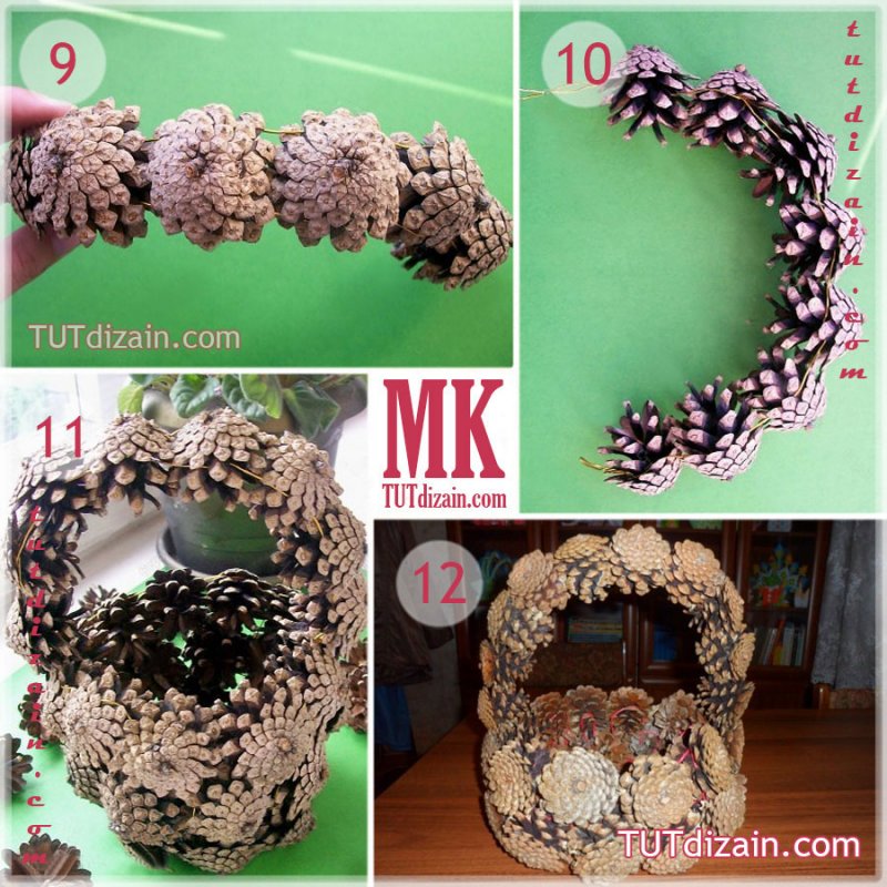 Корзинка из шишек мастер класс