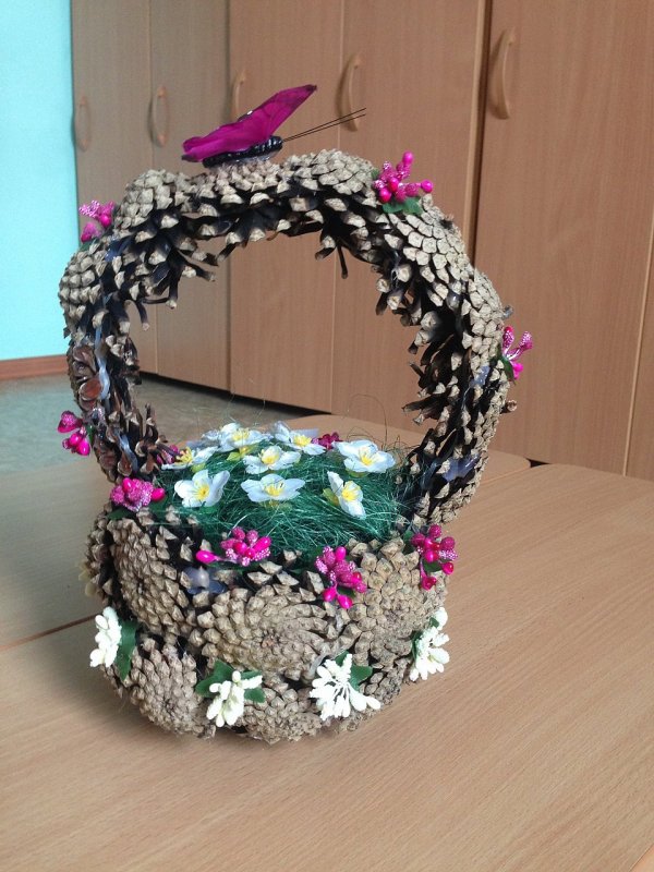 Корзина из шишек