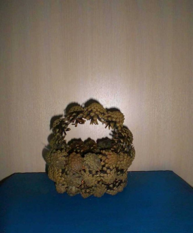 Корзина из сосновых шишек
