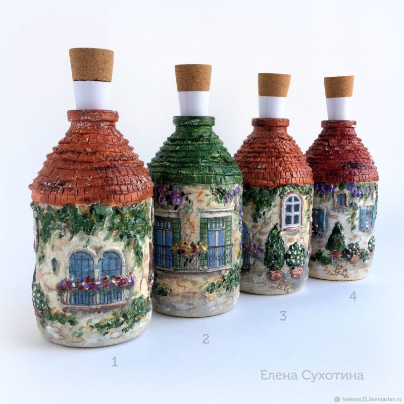 Елена Сухотина мастер класс бутылки домики