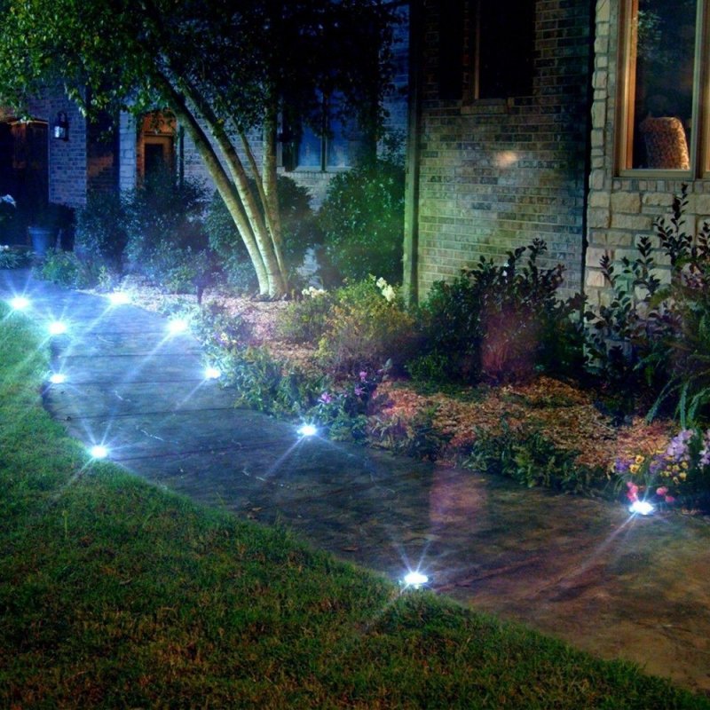 Садовый светильник на солнечной батарее Disk Lights 8 led, 1 шт