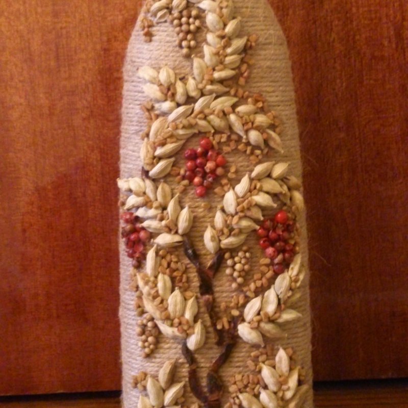 Декор бутылки с быком