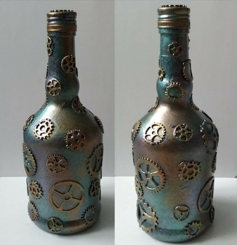 Бутылки декорированные кожей