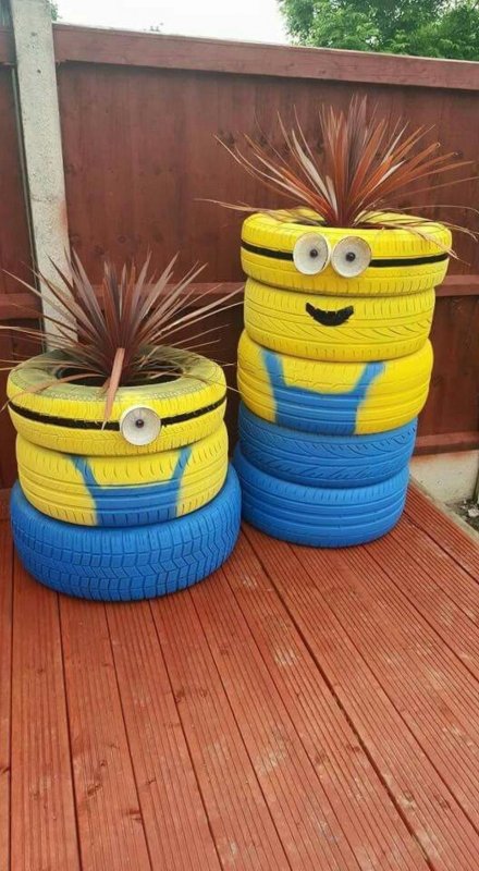 Клумбы из колес