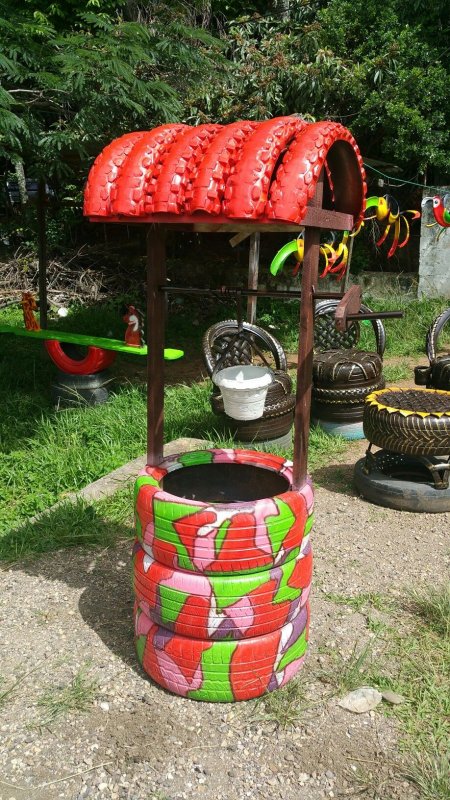Клумбы из старых шин