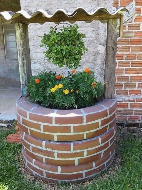 Красивые клумбы из колес