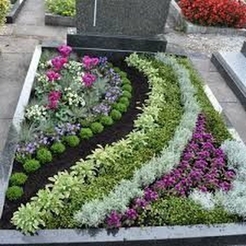 Красивая клумба на кладбище