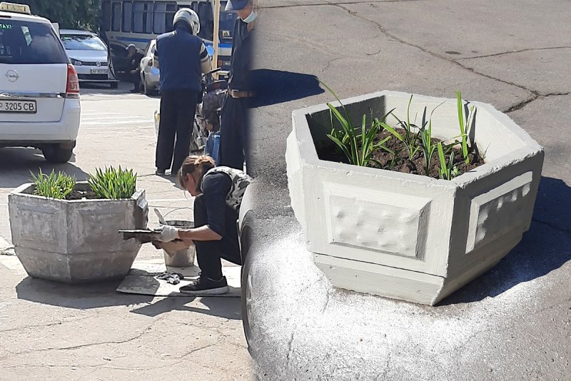 Цветочный водопад клумба