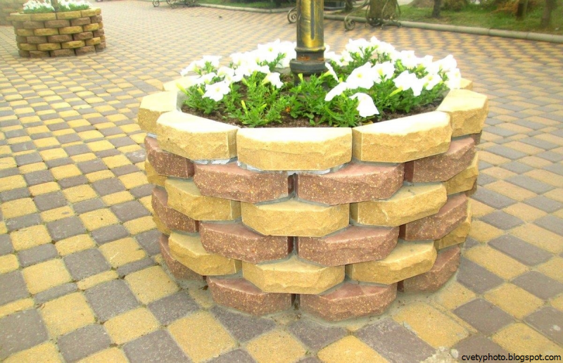 Клумбы из кирпича для цветов