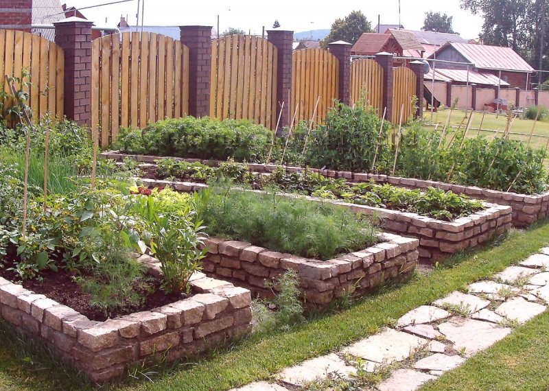 Грядки из кирпича