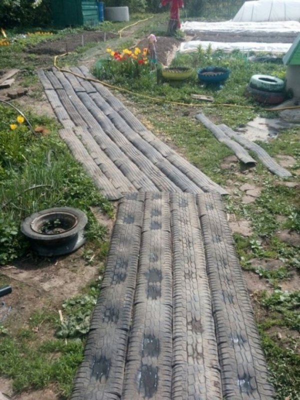 Дорожки из покрышек