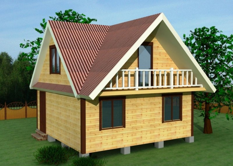 Каркасная баня 6х6 двускатная