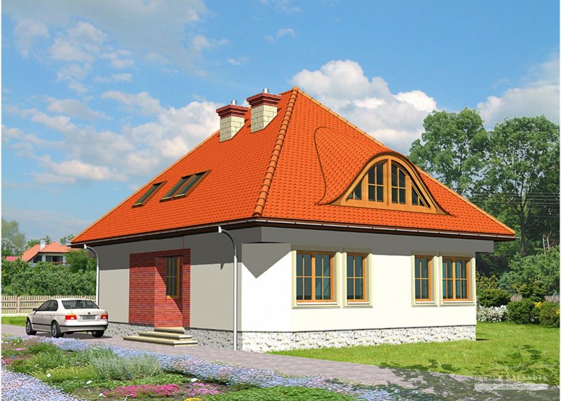 Фасад дома с четырехскатной крышей