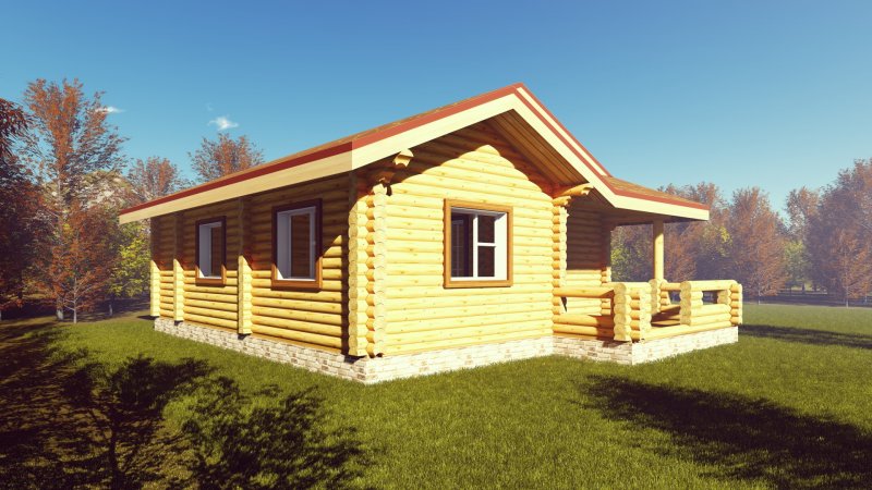 Дом из оцилиндрованного бревна 80 кв.м