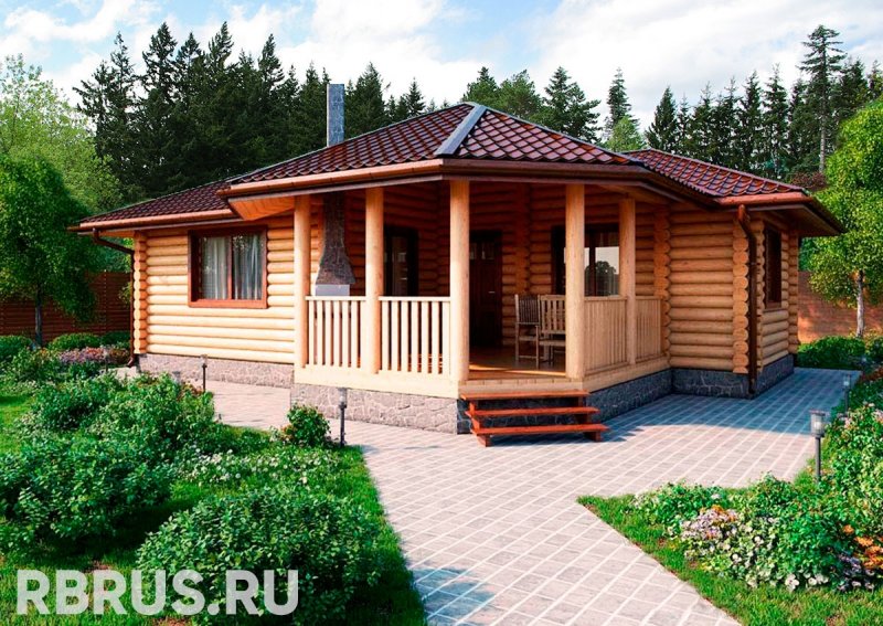 Угловая баня с беседкой