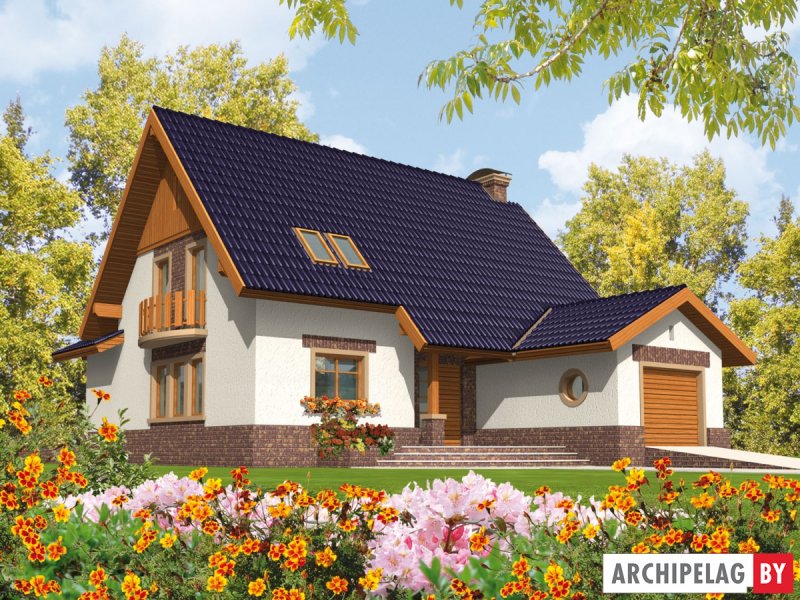 Маленький кирпичный домик с мансардой