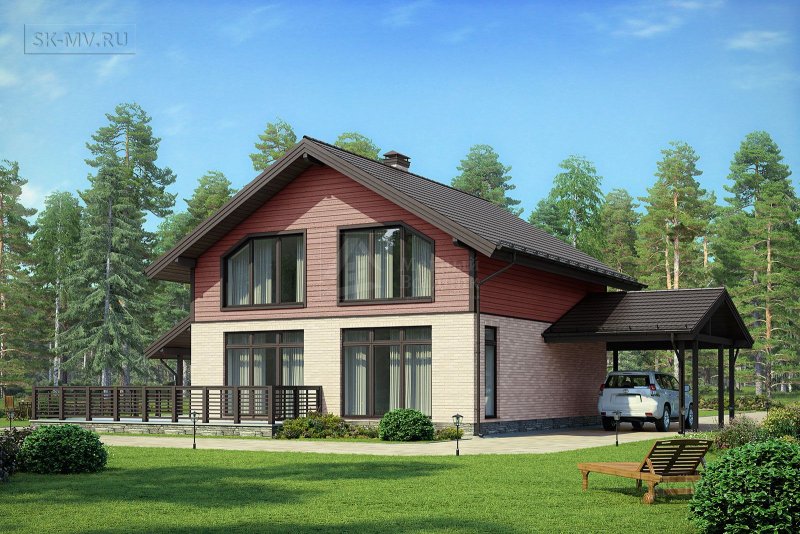 Дом с мансардным этажом и террасой