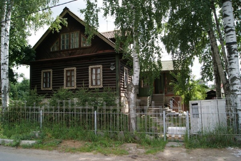 Деревенский дом с березой