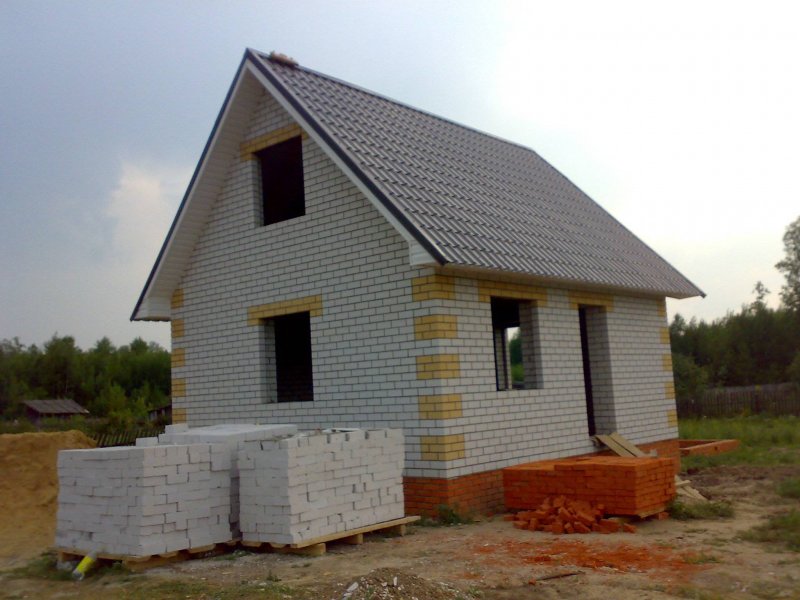 Баня из газобетона 6х6 с мансардой